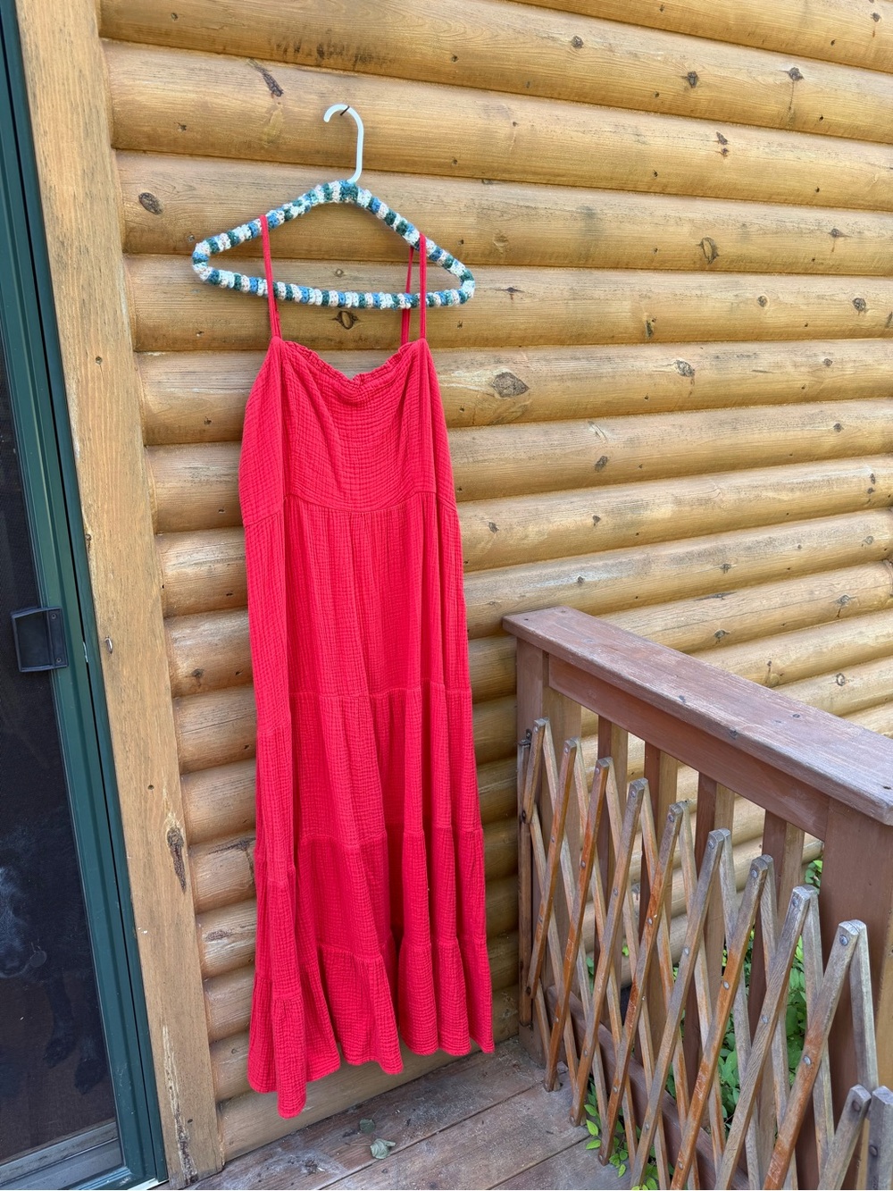 Knox Rose Red Midi Tiered Dress with Spaghetti Straps